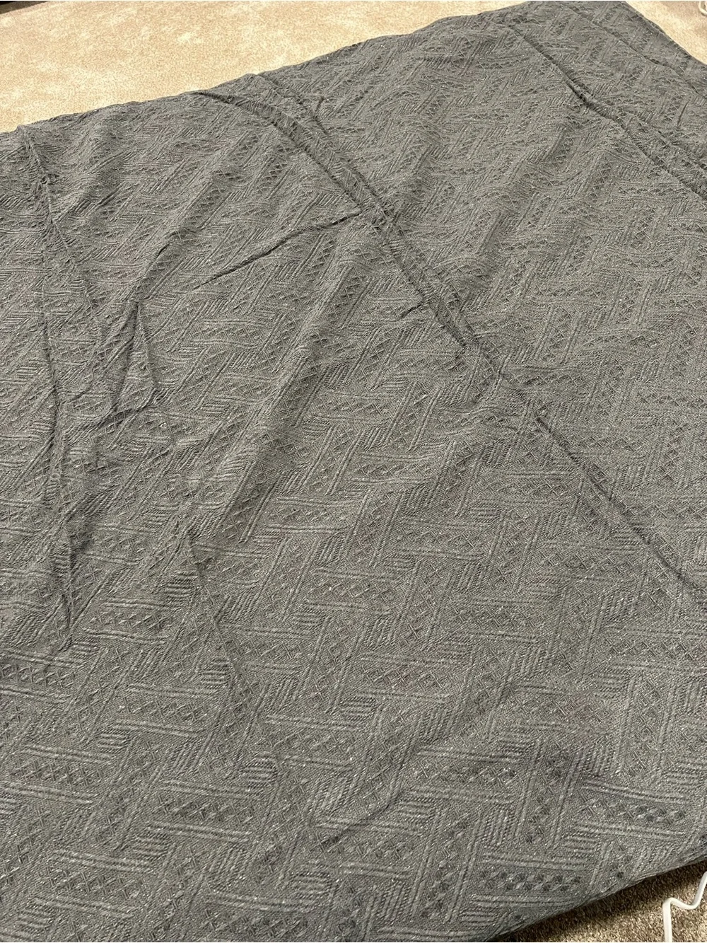 Textured Fringe Bedspread - Charcoal Gray